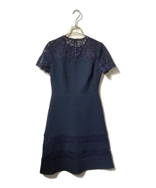 LAUREN RALPH LAUREN（ローレンラルフローレン）LAUREN RALPH LAUREN (ローレンラルフローレン) レース切替ワンピース/半袖ワンピース ネイビーの古着・服飾アイテム
