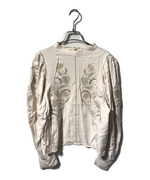 Ameri（アメリ）AMERI (アメリ) 刺繍ブラウス/長袖ブラウス ベージュ サイズ:Ｆの古着・服飾アイテム