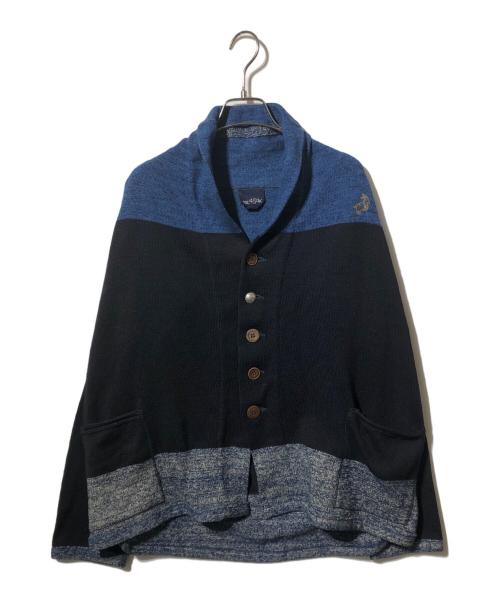 45R（フォーティファイブ・アール）45R (フォーティファイブ・アール) 山バスクのカシュクールカーディガン ネイビー×インディゴ サイズ:00の古着・服飾アイテム