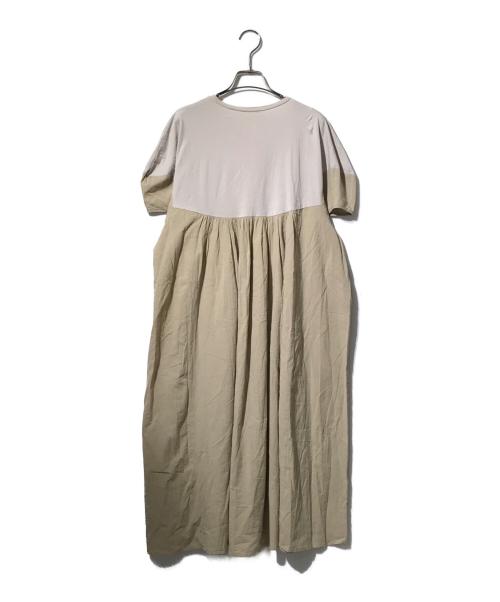 BEARDSLEY（ビアズリー）BEARDSLEY (ビアズリー) コンビギャザー コクーンスリーブワンピース ベージュ サイズ:Fの古着・服飾アイテム