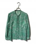 MACKINTOSH LONDONマッキントッシュ ロンドン）の古着「ローププリントブラウス/柄ブラウス/ボウタイブラウス」｜グリーン