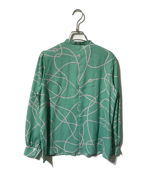 MACKINTOSH LONDON（マッキントッシュ ロンドン）MACKINTOSH LONDON (マッキントッシュ ロンドン) ローププリントブラウス/柄ブラウス/ボウタイブラウス グリーン サイズ:38の古着・服飾アイテム