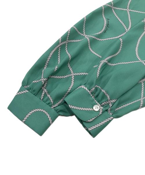 MACKINTOSH LONDON（マッキントッシュ ロンドン）MACKINTOSH LONDON (マッキントッシュ ロンドン) ローププリントブラウス/柄ブラウス/ボウタイブラウス グリーン サイズ:38の古着・服飾アイテム