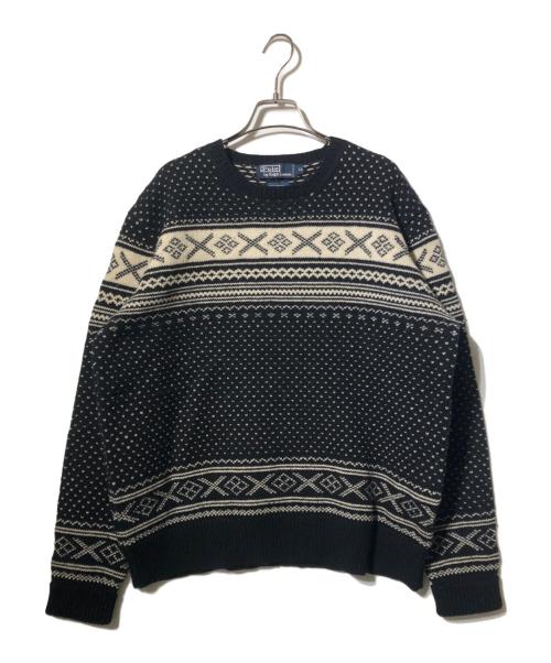 POLO RALPH LAUREN（ポロ・ラルフローレン）POLO RALPH LAUREN (ポロ・ラルフローレン) クルーネックニット ブラック サイズ:XLの古着・服飾アイテム
