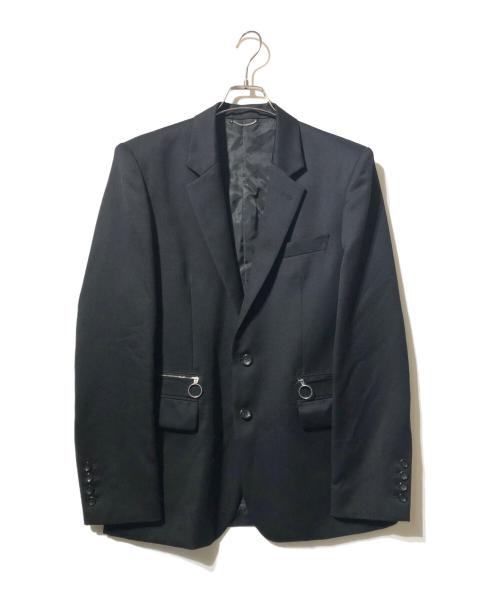 JOHN LAWRENCE SULLIVAN（ジョン ローレンス サリバン）JOHN LAWRENCE SULLIVAN (ジョン ローレンス サリバン) WOOL SATIN SINGLE JACKET ブラック サイズ:46の古着・服飾アイテム