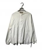 REMI RELIEFレミレリーフ）の古着「WタックヘンリーネックロンT/コットンワッフルカットソー」｜ホワイト