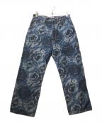 KENZOケンゾー）の古着「ピクセルローズプリントデニムパンツ」｜インディゴ