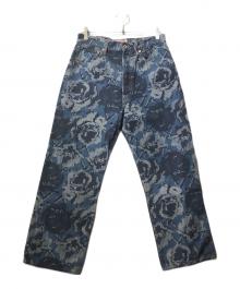 KENZO（ケンゾー）の古着「ピクセルローズプリントデニムパンツ」｜インディゴ