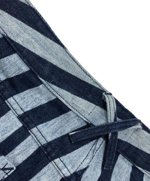 KENZO（ケンゾー）KENZO (ケンゾー) アシンメトリーストライプカーゴデニムパンツ インディゴ サイズ:29の古着・服飾アイテム