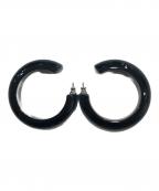 HERMESエルメス）の古着「フュージョンGM フープピアス/ラッカーウッド」｜ブルー×ベージュ