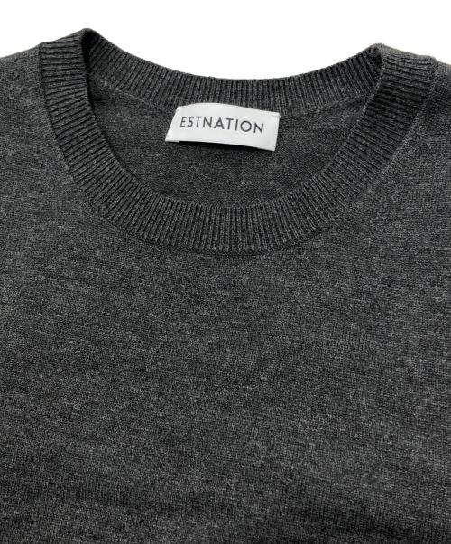 ESTNATION（エストネーション）ESTNATION (エストネーション) タックスカート コンビ ニットワンピース ブラウン×グレー サイズ:FREEの古着・服飾アイテム