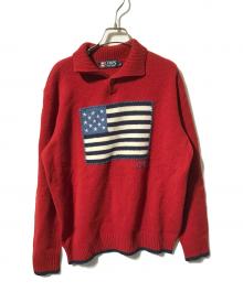 CHAPS（チャップス）の古着「星条旗ショールカラーニット」｜レッド