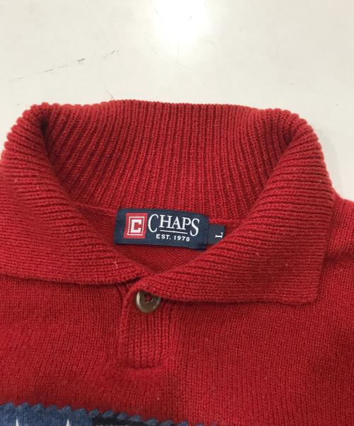 CHAPS（チャップス）CHAPS (チャップス) 星条旗ショールカラーニット レッド サイズ:Ｌの古着・服飾アイテム
