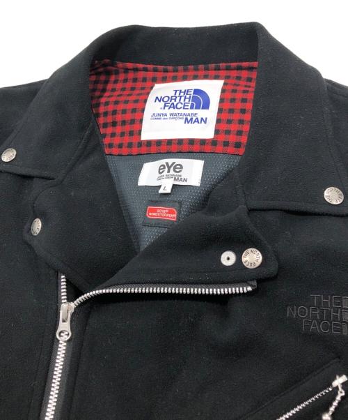 eYe COMME des GARCONS JUNYAWATANABE MAN（アイ コム デ ギャルソン ジュンヤ ワタナベ マン）eYe COMME des GARCONS JUNYAWATANABE MAN THE NORTH FACE (ザ ノース フェイス) フリースダブルライダースジャケット ブラック サイズ:Lの古着・服飾アイテム