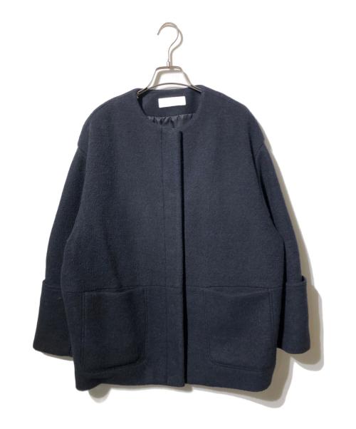 BALLSEY（ボールジィ）BALLSEY (ボールジィ) ノーカラージャケット/ウールパイルミルドダブルカフスショートコート ネイビー サイズ:34の古着・服飾アイテム