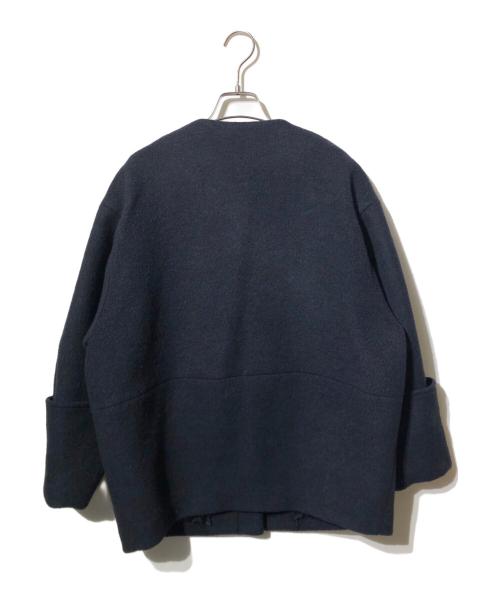 BALLSEY（ボールジィ）BALLSEY (ボールジィ) ノーカラージャケット/ウールパイルミルドダブルカフスショートコート ネイビー サイズ:34の古着・服飾アイテム