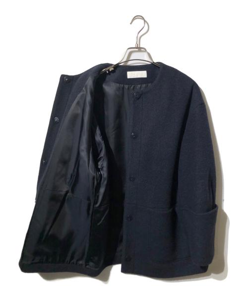 BALLSEY（ボールジィ）BALLSEY (ボールジィ) ノーカラージャケット/ウールパイルミルドダブルカフスショートコート ネイビー サイズ:34の古着・服飾アイテム