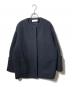 BALLSEY（ボールジィ）の古着「ノーカラージャケット/ウールパイルミルドダブルカフスショートコート」｜ネイビー