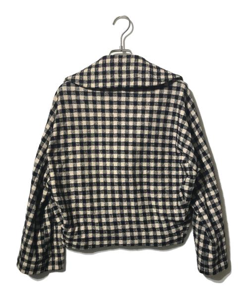 tricot COMME des GARCONS（トリココムデギャルソン）tricot COMME des GARCONS (トリココムデギャルソン) ベロアポケットウール混ダブルチェックジャケット ベージュ×ブラック サイズ:Sの古着・服飾アイテム
