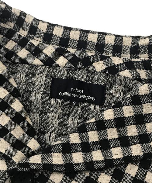tricot COMME des GARCONS（トリココムデギャルソン）tricot COMME des GARCONS (トリココムデギャルソン) ベロアポケットウール混ダブルチェックジャケット ベージュ×ブラック サイズ:Sの古着・服飾アイテム