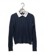BROOKS BROTHERSブルックスブラザーズ）の古着「ディタッチャブルカラーコットンケーブルニット」｜ネイビー