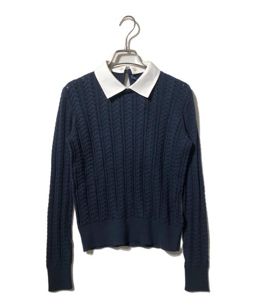 BROOKS BROTHERS（ブルックスブラザーズ）BROOKS BROTHERS (ブルックスブラザーズ) ディタッチャブルカラーコットンケーブルニット ネイビー サイズ:XSの古着・服飾アイテム