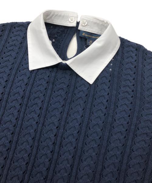 BROOKS BROTHERS（ブルックスブラザーズ）BROOKS BROTHERS (ブルックスブラザーズ) ディタッチャブルカラーコットンケーブルニット ネイビー サイズ:XSの古着・服飾アイテム