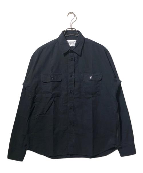 Hombre Nino（オンブレニーニョ）Hombre Nino (オンブレニーニョ) SARCASTIC (サーカスティック) STRIPE DISCO CULT SHIRT ブラック サイズ:Mの古着・服飾アイテム