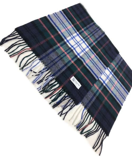 JOHNSTONS OF ELGIN（ジョンストンズオブエルガン）JOHNSTONS OF ELGIN (ジョンストンズオブエルガン) カシミヤチェックストール グリーン×ブルーの古着・服飾アイテム
