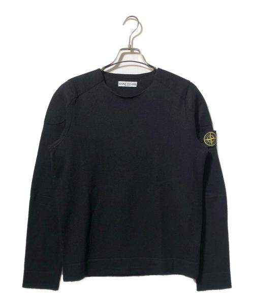STONE ISLAND（ストーンアイランド）STONE ISLAND (ストーンアイランド) ウールサイドラインニット ブラック サイズ:Mの古着・服飾アイテム