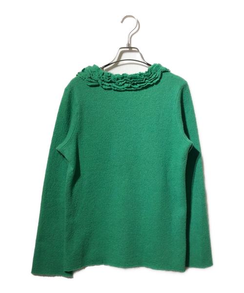 45rpm（45アールピーエム）45rpm (45アールピーエム) ウール縮絨フリルニット グリーン サイズ:3の古着・服飾アイテム
