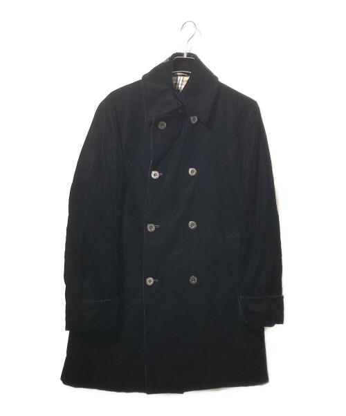 BURBERRY BLACK LABEL（バーバリーブラックレーベル）BURBERRY BLACK LABEL (バーバリーブラックレーベル) 裏ノヴァチェックベロアダブルコート ブラック サイズ:Mの古着・服飾アイテム