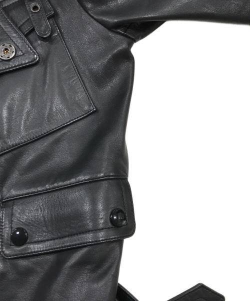 HYKE（ハイク）HYKE (ハイク) UNITED ARROWS (ユナイテッドアローズ) 別注 Motorcycle Leather Jacket（モーターサイクル　レザージャケット） ブラック サイズ:2の古着・服飾アイテム