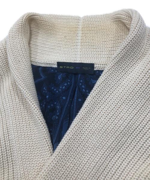 ETRO（エトロ）ETRO (エトロ) ショールカラーカーディガン ベージュ×ネイビー サイズ:Mの古着・服飾アイテム