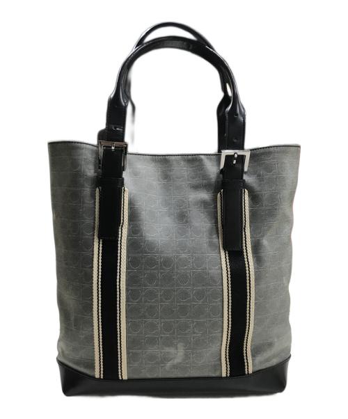 Salvatore Ferragamo（サルヴァトーレ フェラガモ）Salvatore Ferragamo (サルヴァトーレ フェラガモ) ガンチーニモノグラムPVCトートバッグ グレーの古着・服飾アイテム