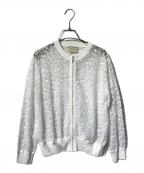 UNITED ARROWS TOKYOユナイテッドアローズトウキョウ）の古着「チュールエンブロイダリーカーディガン/花柄レースジップカーディガン」｜ホワイト