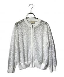 UNITED ARROWS TOKYO（ユナイテッドアローズトウキョウ）の古着「チュールエンブロイダリーカーディガン/花柄レースジップカーディガン」｜ホワイト