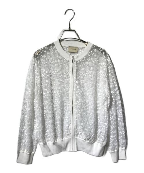 UNITED ARROWS TOKYO（ユナイテッドアローズトウキョウ）UNITED ARROWS TOKYO (ユナイテッドアローズトウキョウ) チュールエンブロイダリーカーディガン/花柄レースジップカーディガン ホワイト サイズ:Ｆの古着・服飾アイテム