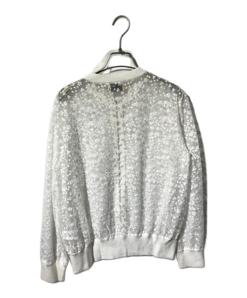 UNITED ARROWS TOKYO（ユナイテッドアローズトウキョウ）UNITED ARROWS TOKYO (ユナイテッドアローズトウキョウ) チュールエンブロイダリーカーディガン/花柄レースジップカーディガン ホワイト サイズ:Ｆの古着・服飾アイテム