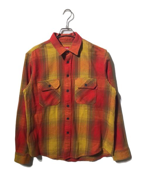 SUPREME（シュプリーム）Supreme (シュプリーム) Heavyweight Flannel シャツ オレンジ×レッド サイズ:Sの古着・服飾アイテム