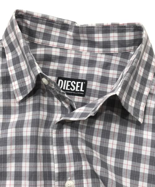 DIESEL（ディーゼル）DIESEL (ディーゼル) 長袖シャツ/チェックシャツ ホワイト×グレー サイズ:Ｓの古着・服飾アイテム