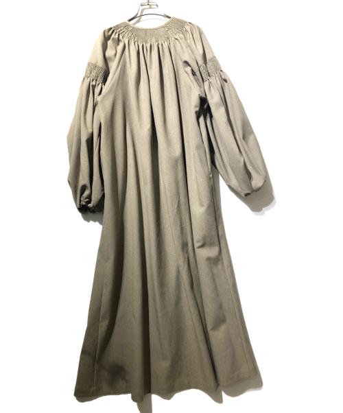 ETRE TOKYO（エトレトウキョウ）ETRE TOKYO (エトレトウキョウ) TOMOCO UNABARA (トモコウナバラ) バルーンスリーブボリュームワンピース ベージュ サイズ:Sの古着・服飾アイテム