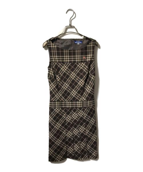 BURBERRY BLUE LABEL（バーバリー ブルー レーベル）BURBERRY BLUE LABEL (バーバリー ブルー レーベル) ノースリーブチェックワンピース/ミドル丈ワンピース ブラウン サイズ:38の古着・服飾アイテム