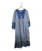 Pondicheryポンディシェリ）の古着「総柄ワンピース/長袖ワンピース」｜ブルー