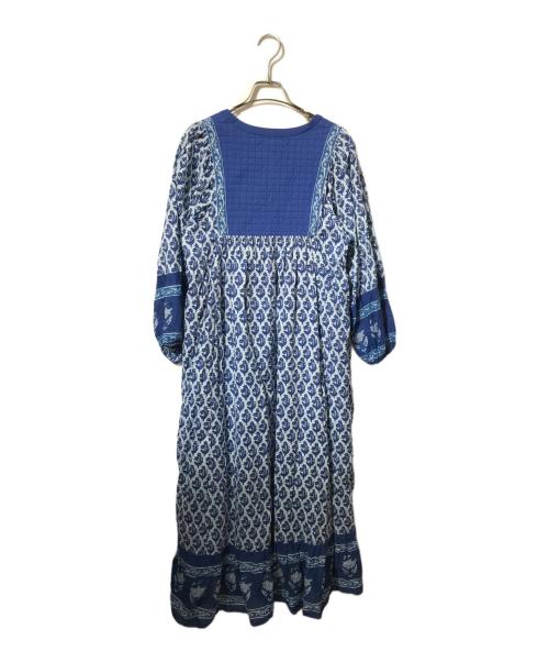 Pondichery（ポンディシェリ）Pondichery (ポンディシェリ) 総柄ワンピース/長袖ワンピース ブルー サイズ:Freeの古着・服飾アイテム
