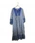 Pondichery（ポンディシェリ）の古着「総柄ワンピース/長袖ワンピース」｜ブルー