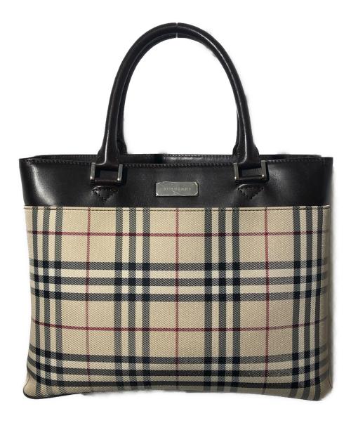 BURBERRY（バーバリー）BURBERRY (バーバリー) ノヴァチェックトートバッグ ブラウン×ベージュの古着・服飾アイテム
