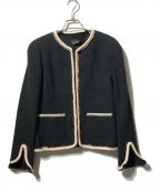 FENDIフェンディ）の古着「ノーカラーツイードジャケット」｜ネイビー