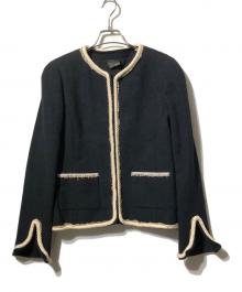 FENDI（フェンディ）の古着「ノーカラーツイードジャケット」｜ネイビー
