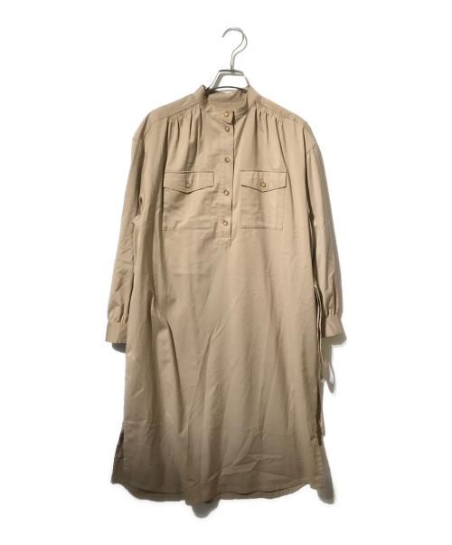 A.P.C.（アーペーセー）A.P.C. (アーペーセー) タックギャザーシャツワンピース/長袖ワンピース ベージュ サイズ:36の古着・服飾アイテム